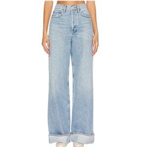 BNWT Agolde Blue Wide Leg Folded Hem Jeans